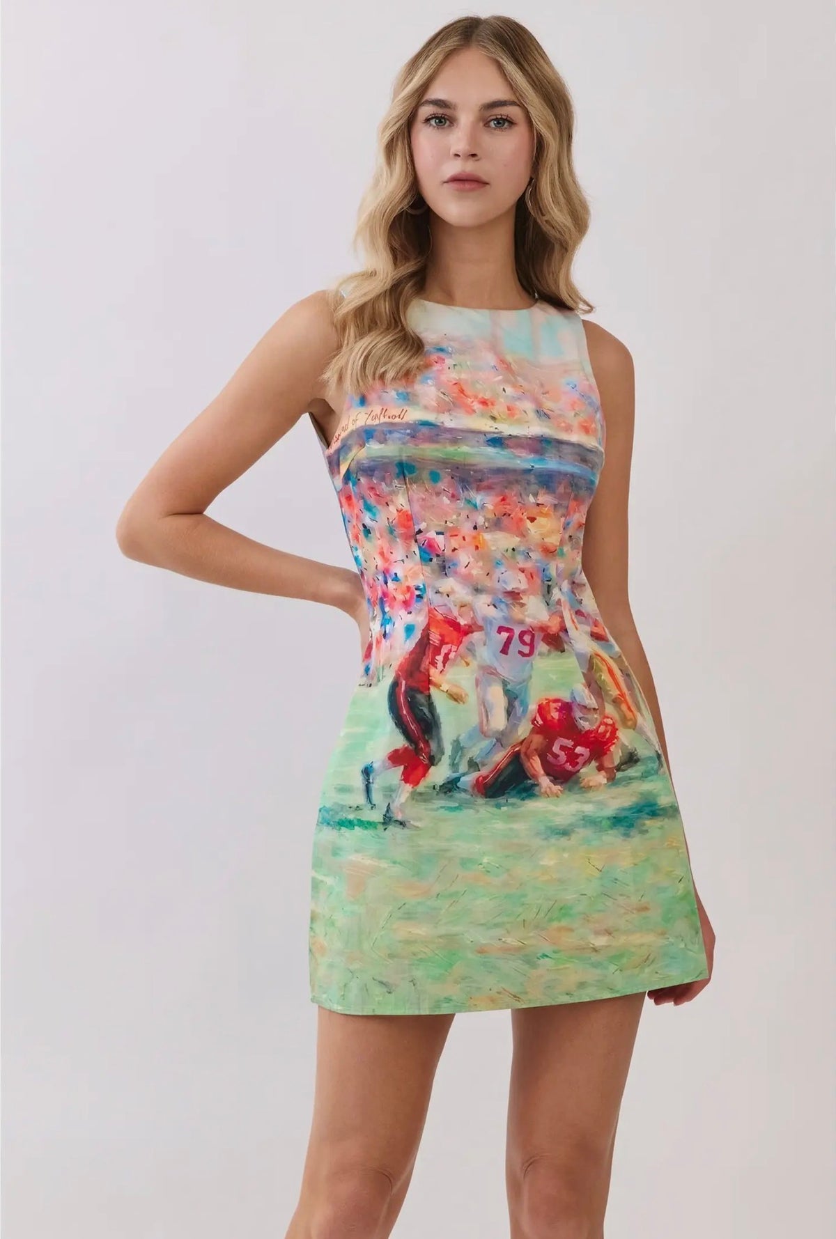 Abstract Football Print Open Back Mini Dress