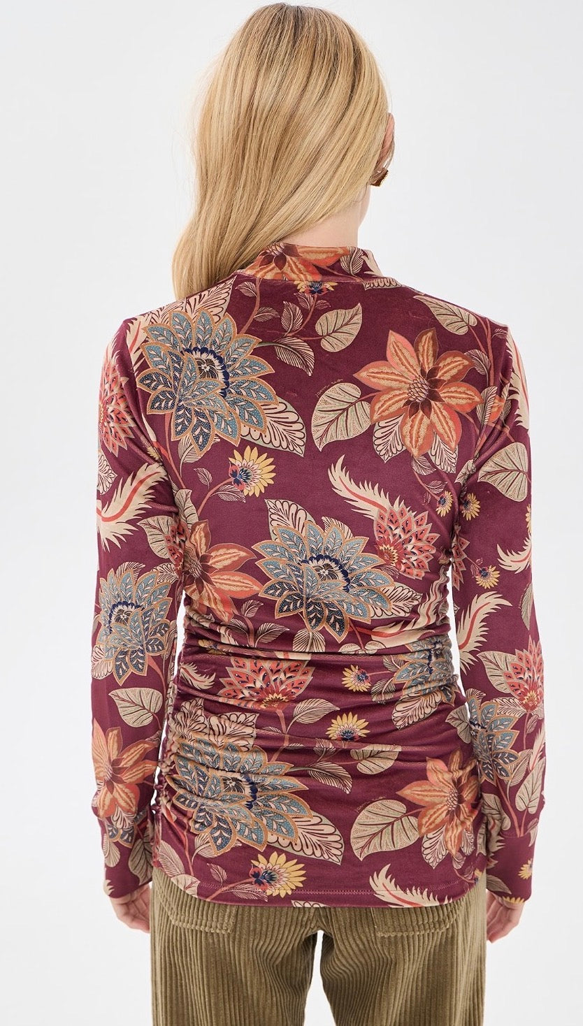 Delhi Floral Velvet Jersey Blouse