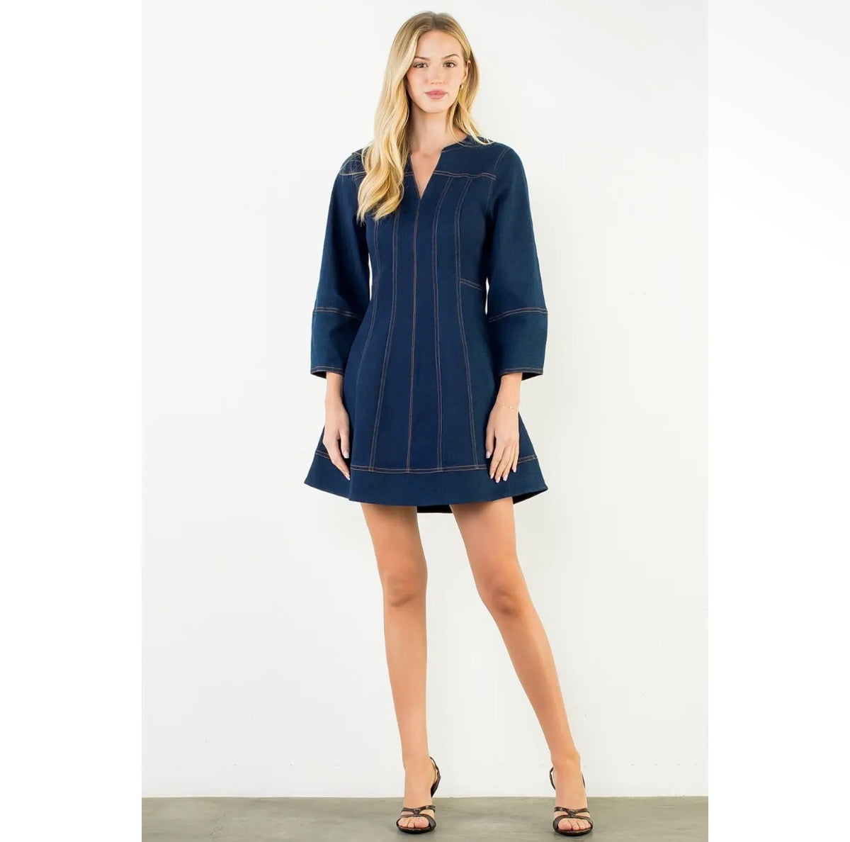 Denim V-Neck Dress