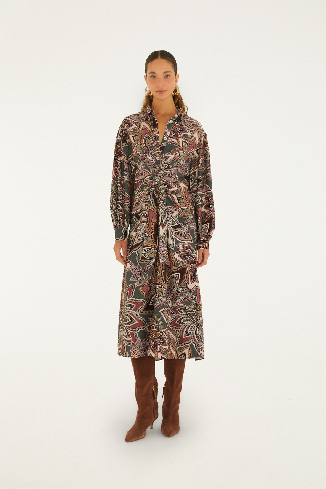 Tapestry Flower Belted Midi