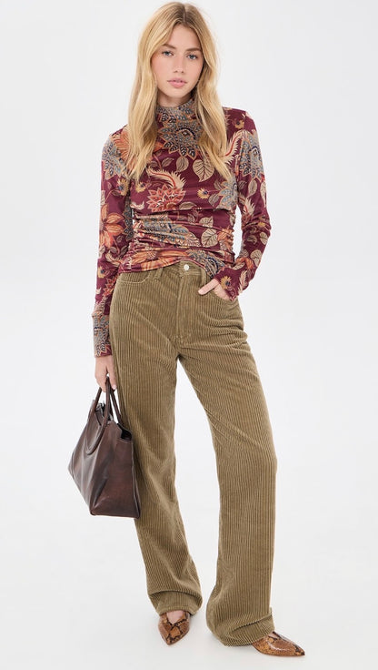 Delhi Floral Velvet Jersey Blouse
