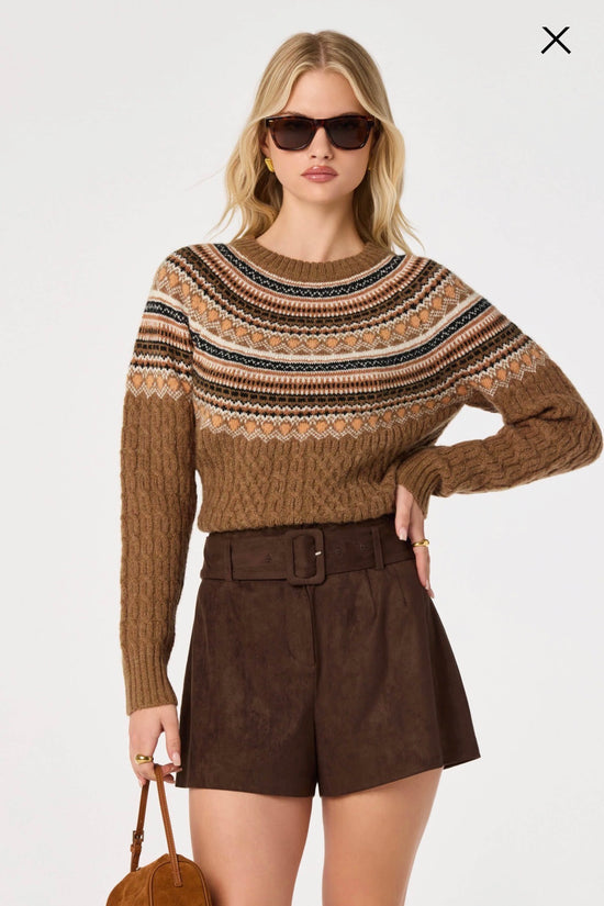 Daria Faire Isle Cable Knit Sweater