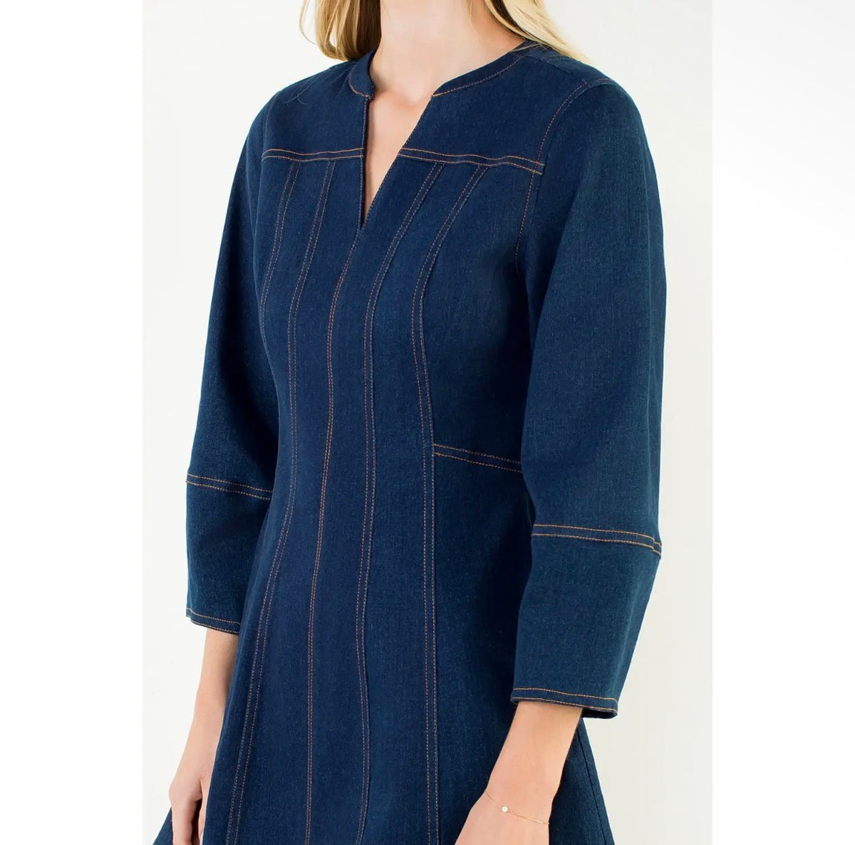 Denim V-Neck Dress