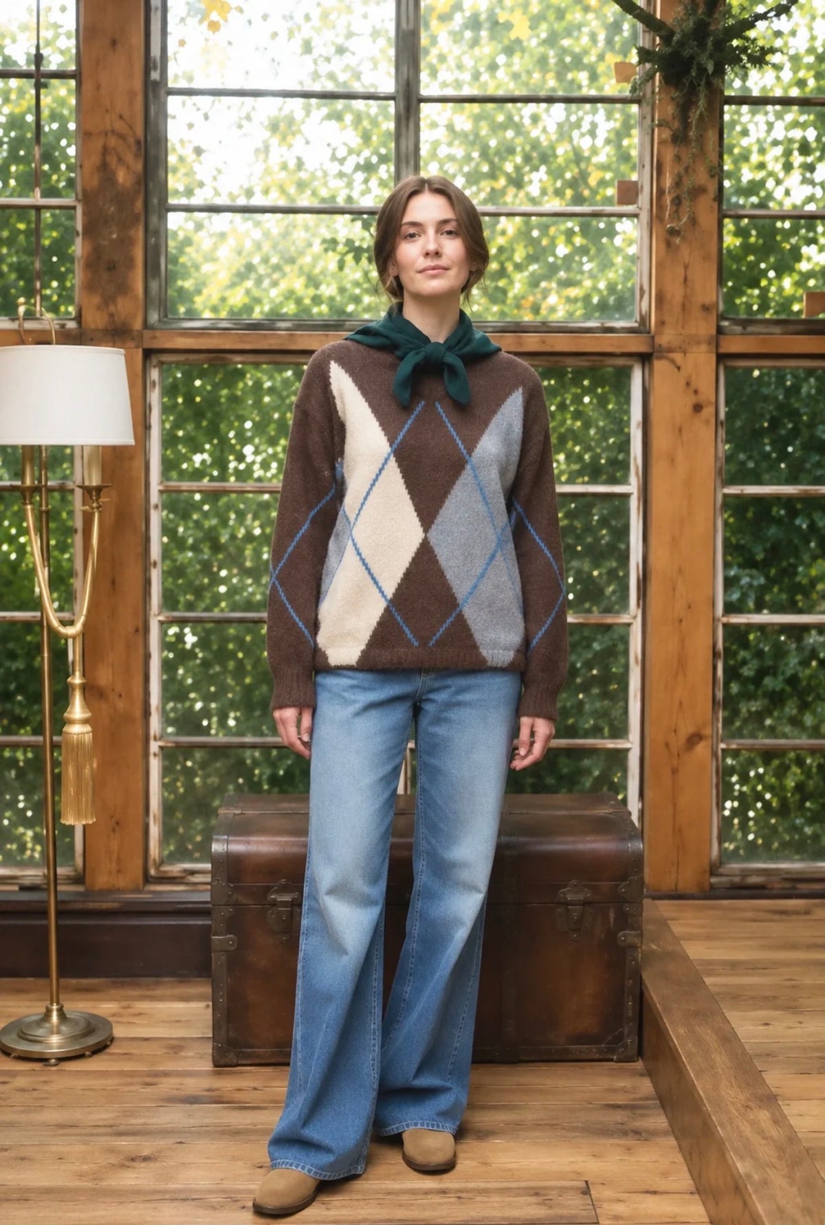 Argyle Roll Neck Sweater