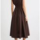 Pleated V Neck Midi Dress