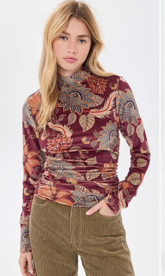 Delhi Floral Velvet Jersey Blouse