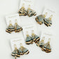 Brown Striped Feather Statement Earring