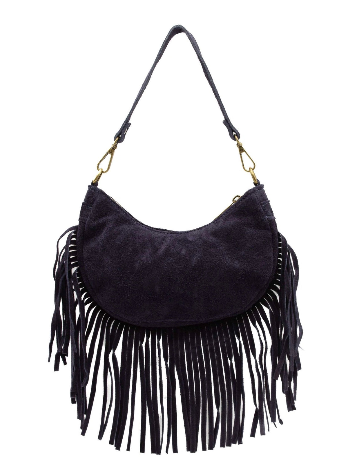 Navy Fringe Shoulder Bag