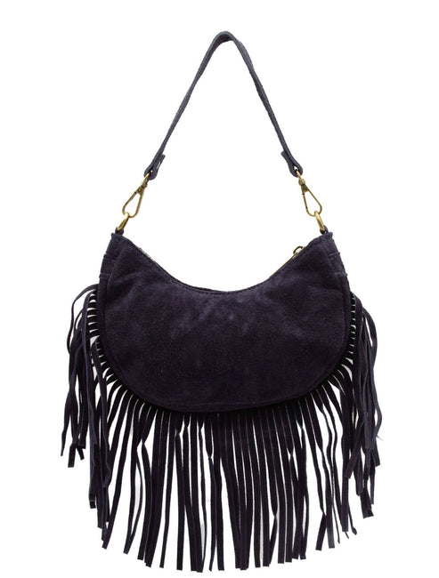 Navy Fringe Shoulder Bag