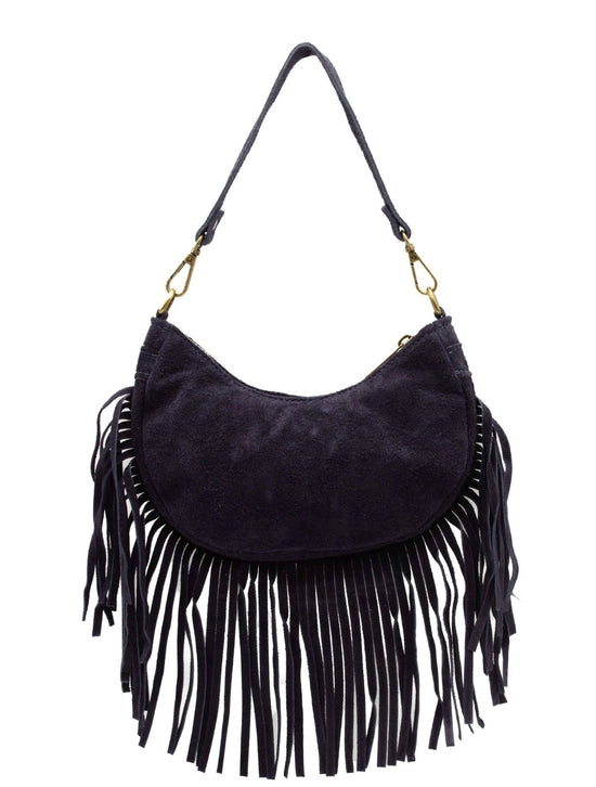 Navy Fringe Shoulder Bag