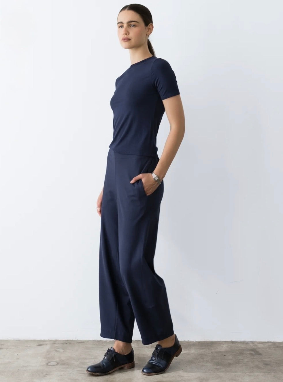 Ponte Knit Barrel Pant