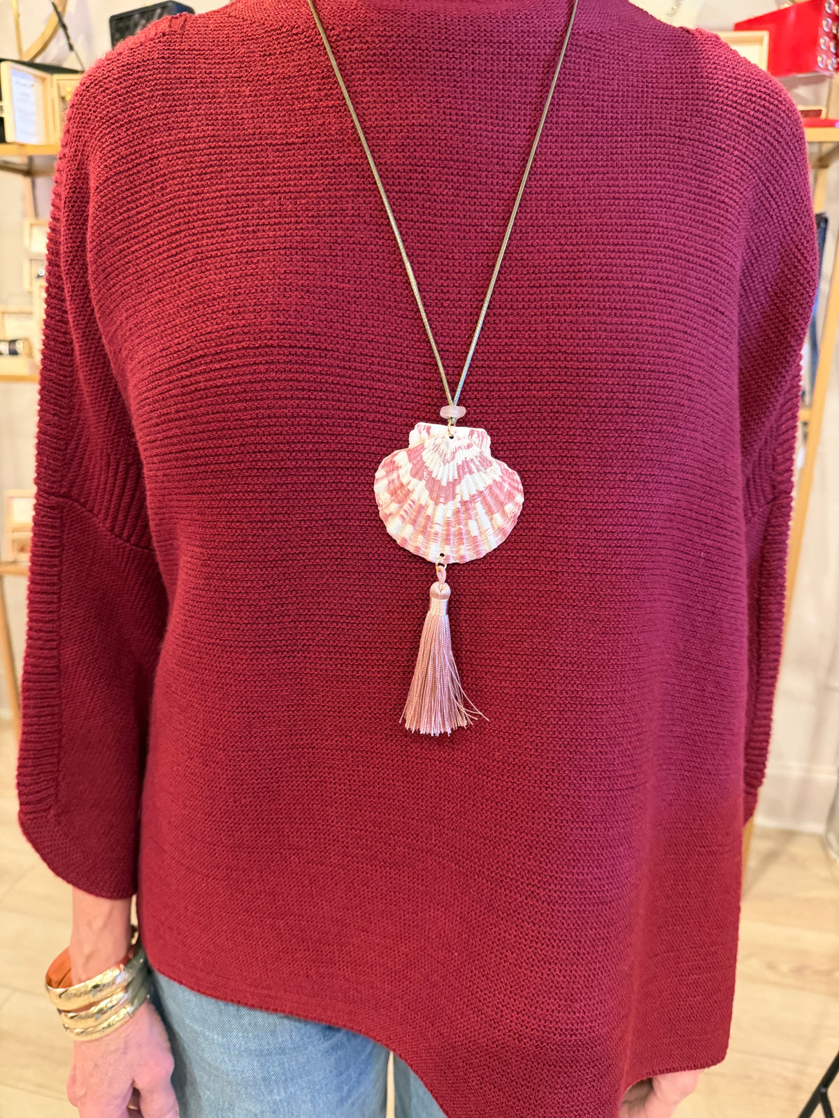 Hazel Shell Tassel Necklace