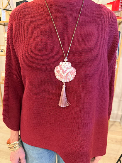 Hazel Shell Tassel Necklace