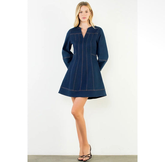Denim V-Neck Dress